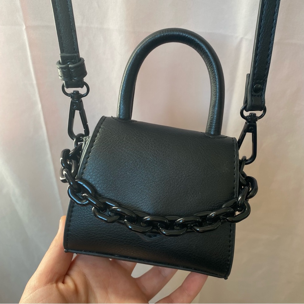Madden Girl Black Mini Top Handle Crossbody Envelope Bag - Tiny Fashion Purse
